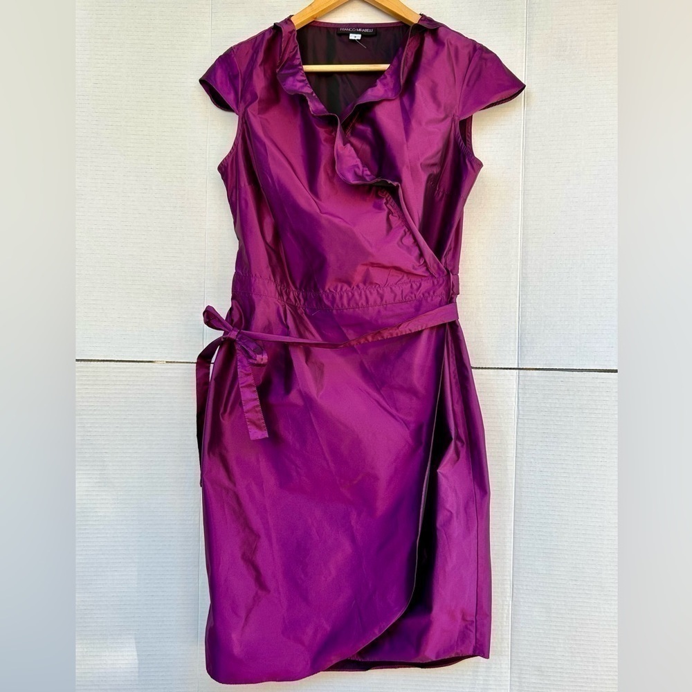 FRANCO Mirabelli fuchsia pink purple wrap ruffles dress